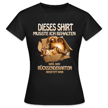 Katzen im Karton Humorshirt - Frauen T-Shirt - Schwarz - Vorne - AI Model Female 172 dark (172cm)