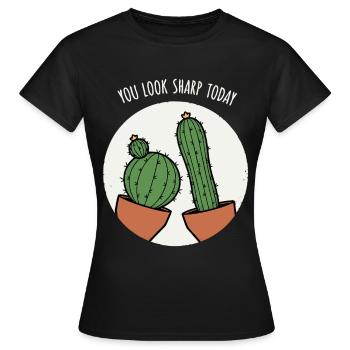 Kaktus Wortwitz - Frauen T-Shirt - Schwarz - Vorne - AI Model Female 172 dark (172cm)