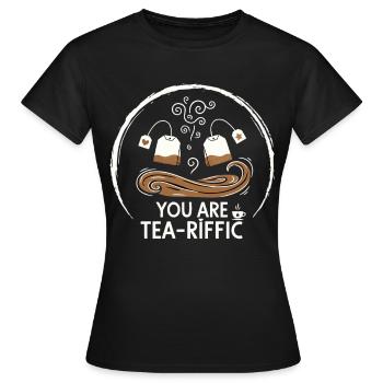 Tea pun - Women's T-Shirt - black - Front - AI Model Female 172 dark (172cm)