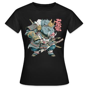 Boar Samurai Armor - Women's T-Shirt - black - Front - AI Model Female 172 dark (172cm)