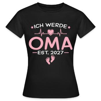 Ich werde Oma 2027 - Enkelkind Ankündigung - Frauen T-Shirt - Schwarz - Vorne - AI Model Female 172 dark (172cm)