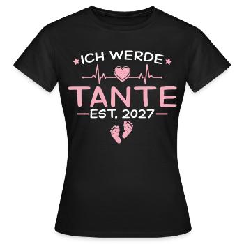 Ich werde Tante 2027 - Baby Ankündigung Geschenk - Frauen T-Shirt - Schwarz - Vorne - AI Model Female 172 dark (172cm)