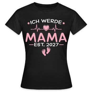 Ich werde Mama 2027 - Schwangerschaft Verkündung - Frauen T-Shirt - Schwarz - Vorne - AI Model Female 172 dark (172cm)