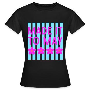 Atteignant May Floral Stripe - T-shirt Femme - noir - Devant - AI Model Female 172 dark (172cm)