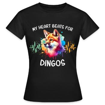 Ligne du cœur du chien sauvage australien - T-shirt Femme - noir - Devant - AI Model Female 172 dark (172cm)
