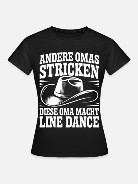 Line Dance Oma mit Cowboyhut - Frauen T-Shirt - Schwarz