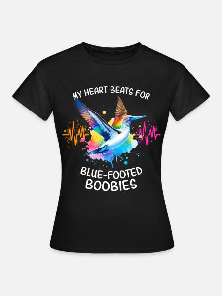 Blaufusstölpel Herzlinie - Frauen T-Shirt - Schwarz