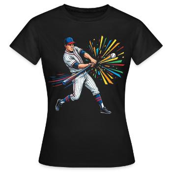 Colorful Baseball Batsman Pop Art - Women's T-Shirt - black - Front - AI Model Female 172 dark (172cm)