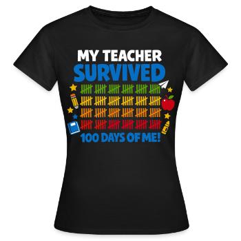 J'ai survécu à 100 jours d'école Rigolo - T-shirt Femme - noir - Devant - AI Model Female 172 dark (172cm)
