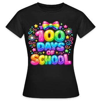 100 Jours d'École Arc-en-Ciel Magique - T-shirt Femme - noir - Devant - AI Model Female 172 dark (172cm)