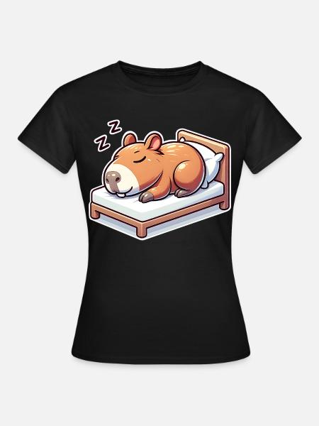 Schlafender Capybara - Frauen T-Shirt - Schwarz