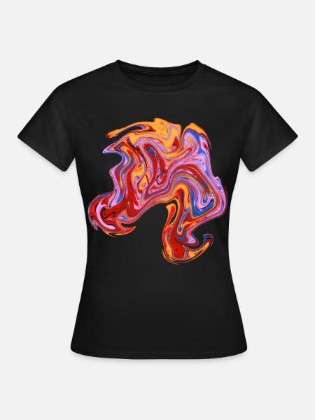 Farbwirbel Neon-Muster - Frauen T-Shirt - Schwarz