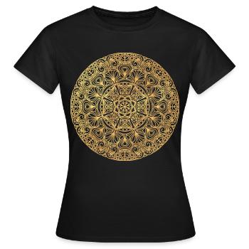 Jugendstil  Mandala - gold - Frauen T-Shirt - Schwarz - Vorne - AI Model Female 172 dark (172cm)