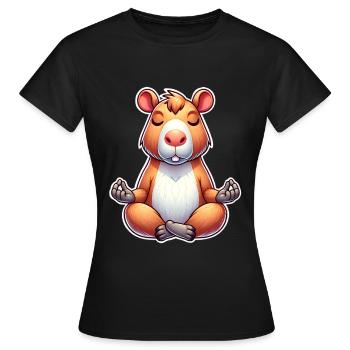 Capybara Yoga Meditieren - Frauen T-Shirt - Schwarz - Vorne - AI Model Female 172 dark (172cm)