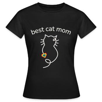 Best Cat Mom Rainbow Colors Heart Minimalist - Women's T-Shirt - black - Front - AI Model Female 172 dark (172cm)