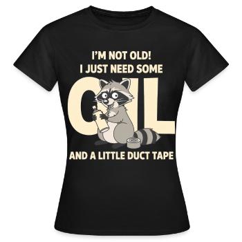 Raccoon Not Old Duct Tape Tee - Women's T-Shirt - black - Front - AI Model Female 172 dark (172cm)