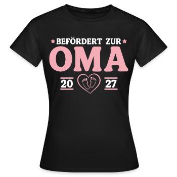 Babyparty Befördert zur Oma 2027 - Frauen T-Shirt - Schwarz - Vorne - AI Model Female 172 dark (172cm)