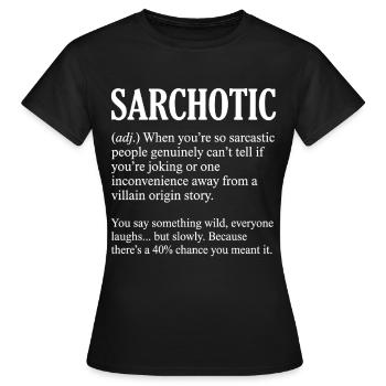 Définition sarcastique drôle : sarcastique - T-shirt Femme - noir - Devant - AI Model Female 172 dark (172cm)
