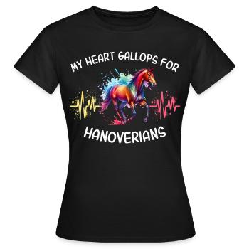 Hannoveraner Herzlinie Pferd - Frauen T-Shirt - Schwarz - Vorne - AI Model Female 172 dark (172cm)