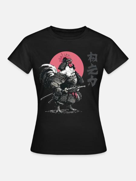 Hahn-Samurai-Rüstungsdruck - Frauen T-Shirt - Schwarz