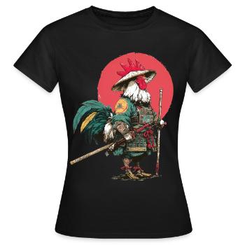 Samouraï Coq en armure - T-shirt Femme - noir - Devant - AI Model Female 172 dark (172cm)