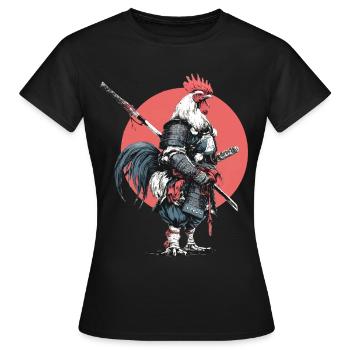 Samouraï Coq en armure - T-shirt Femme - noir - Devant - AI Model Female 172 dark (172cm)