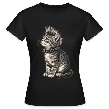 Maillot Punk Cat Mohawk Cats - T-shirt Femme - noir - Devant - AI Model Female 172 dark (172cm)
