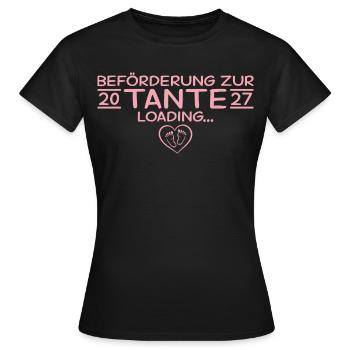 Befördert zur Tante 2027 – Babyparty Geschenk - Frauen T-Shirt - Schwarz - Vorne - AI Model Female 172 dark (172cm)