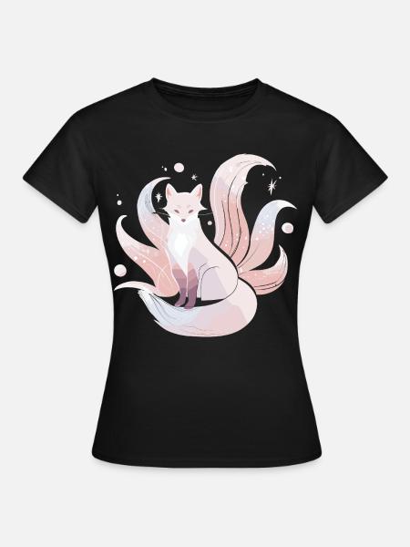 Neunschwänziger Fuchs - Sanfte Magie - Frauen T-Shirt - Schwarz