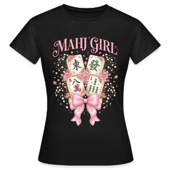 Mahj Girl Mahjong Lover Mahjong Player - Women's T-Shirt - black - Front - AI Model Female 172 dark (172cm)