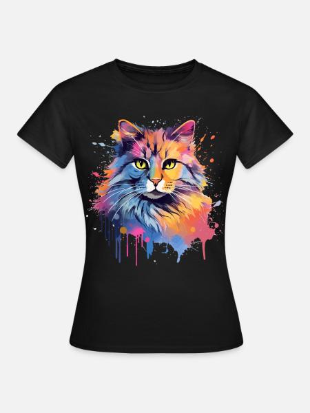 Amerikanischer Bobtail-Katzengesicht - Frauen T-Shirt - Schwarz