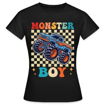 Monster Boy Truck Cartoon im Checkerboard - Frauen T-Shirt - Schwarz - Vorne - AI Model Female 172 dark (172cm)
