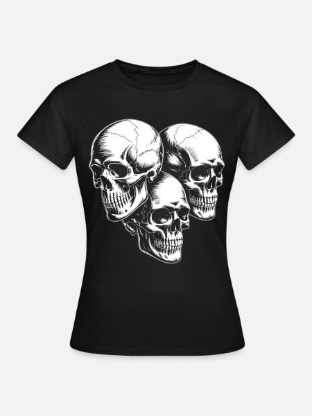 Dreifach Totenschädel Silhouette - Frauen T-Shirt - Schwarz