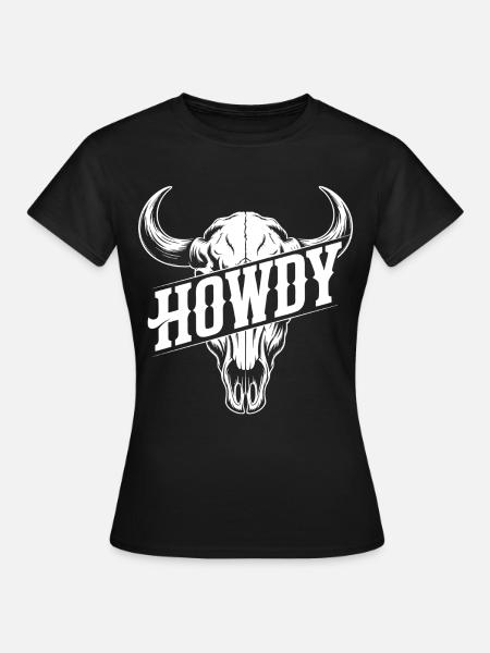 Howdy Schädel Western Print - Frauen T-Shirt - Schwarz