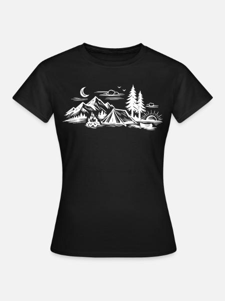 Camping Zelt - Frauen T-Shirt - Schwarz