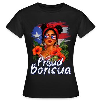 Stolzer Boricua Puerto Ricaner Puerto Rico - Frauen T-Shirt - Schwarz - Vorne - AI Model Female 172 dark (172cm)