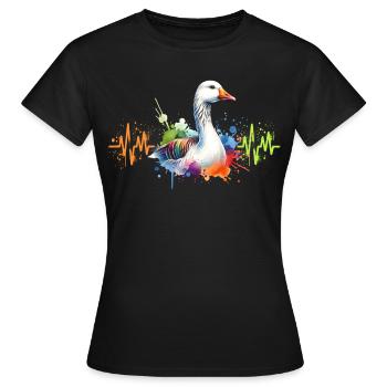 Ligne Cœur d’Oie - T-shirt Femme - noir - Devant - AI Model Female 172 dark (172cm)