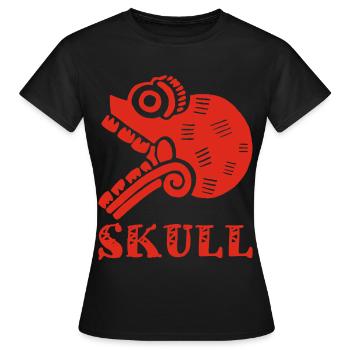 Crâne tribal rouge - T-shirt Femme - noir - Devant - AI Model Female 172 dark (172cm)