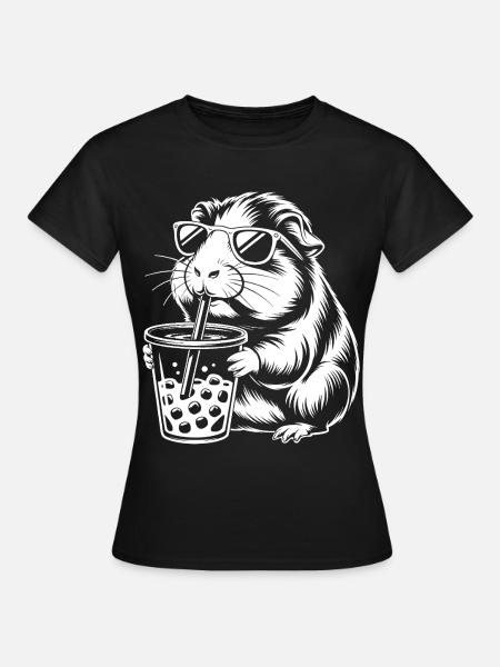 Meerschweinchen mit Sonnenbrille - Frauen T-Shirt - Schwarz