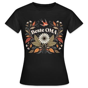 Beste Oma Blumen Motiv Geschenkidee Vintage - Frauen T-Shirt - Schwarz - Vorne - AI Model Female 172 dark (172cm)
