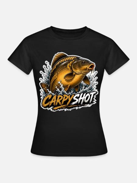 Carpyshot-Spiegel-Karpfenfischerei-Design - Frauen T-Shirt - Schwarz