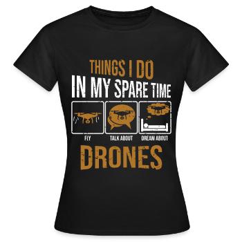 Courses de drones : choses que je fais avec ma machine de course de course - T-shirt Femme - noir - Devant - AI Model Female 172 dark (172cm)