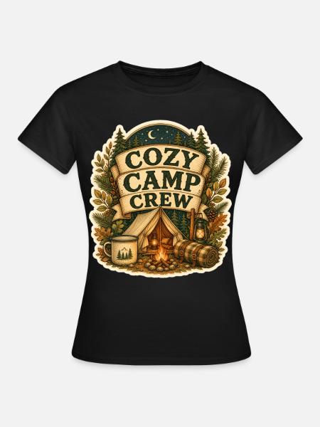 COZY CAMP CREW - Frauen T-Shirt - Schwarz