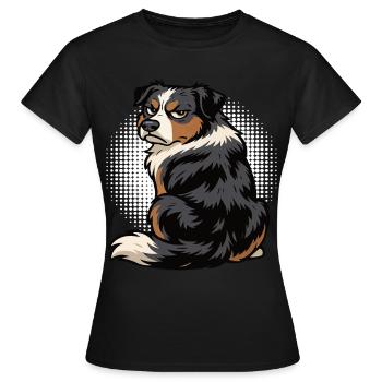 Australian Shepherd Aussie Aussiebesitzer Aussies - Frauen T-Shirt - Schwarz - Vorne - AI Model Female 172 dark (172cm)