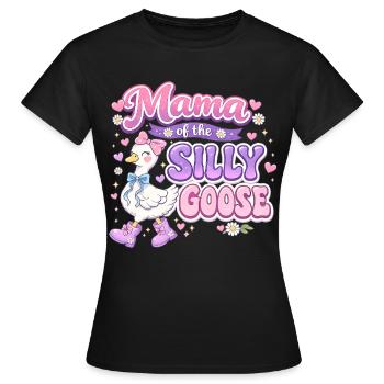 Mama of the Silly Goose – Grooviger Retro-Stil - Frauen T-Shirt - Schwarz - Vorne - AI Model Female 172 dark (172cm)
