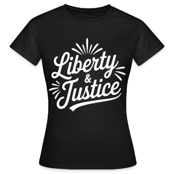 Freiheit & Gerechtigkeit Script - Frauen T-Shirt - Schwarz - Vorne - AI Model Female 172 dark (172cm)