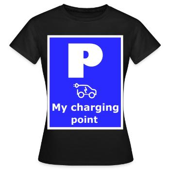 Mon panneau de borne de recharge - T-shirt Femme - noir - Devant - AI Model Female 172 dark (172cm)