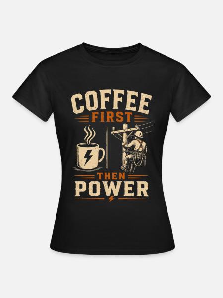 Stromleitung Kaffee Elektriker Technik - Frauen T-Shirt - Schwarz