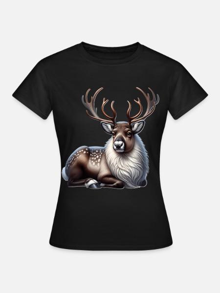 Rentier - Frauen T-Shirt - Schwarz