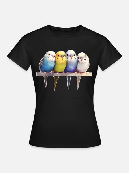 Wellensittiche Gruppe - Frauen T-Shirt - Schwarz